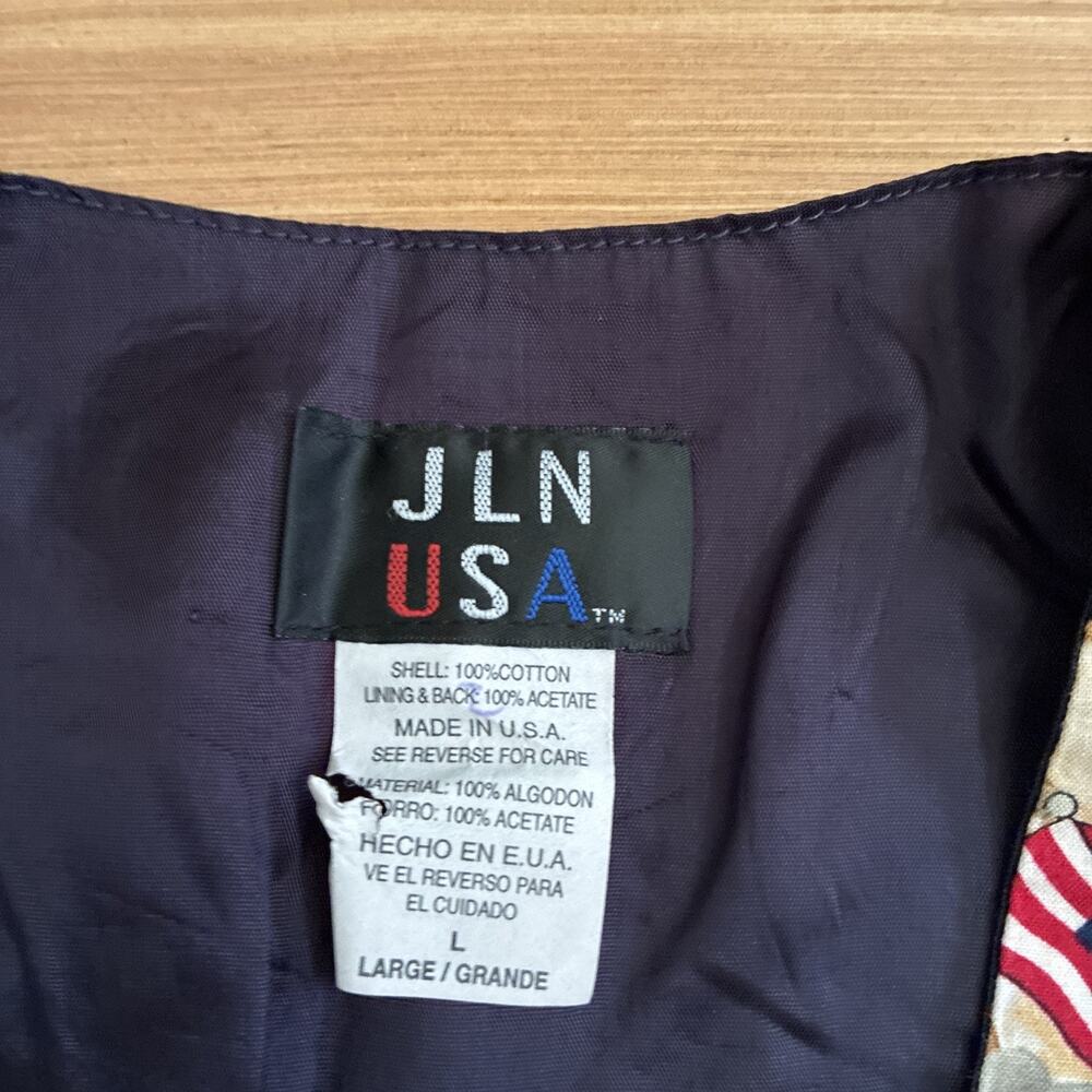JLN USA Women's Size L Bear Button VTG Vest Americana July 4th Made In USA - Picture 11 of 15